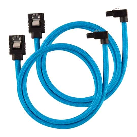 Corsair 60cm Blue Premium Braided Sleeved 90° SATA Data Cable